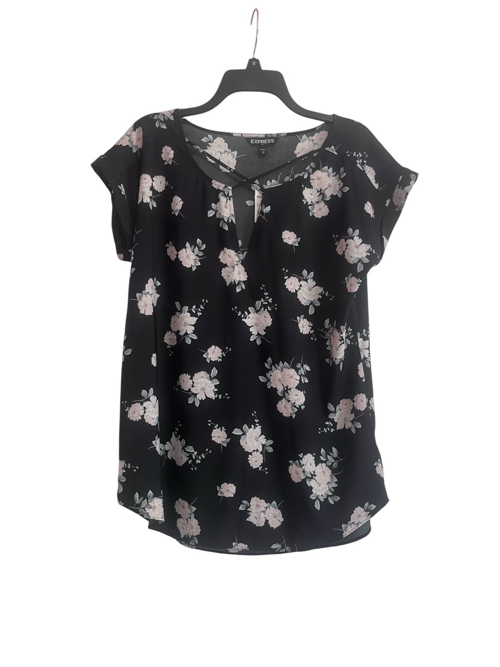 Express Black Floral Keyhole Blouse – Size Medium NWT